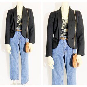 VINTAGE CROPPED BLACK BLAZER / size Small